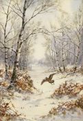 AR Colin W Burns (born 1944), "Woodcock amongst birches", watercolour, signed lower right, 37 x