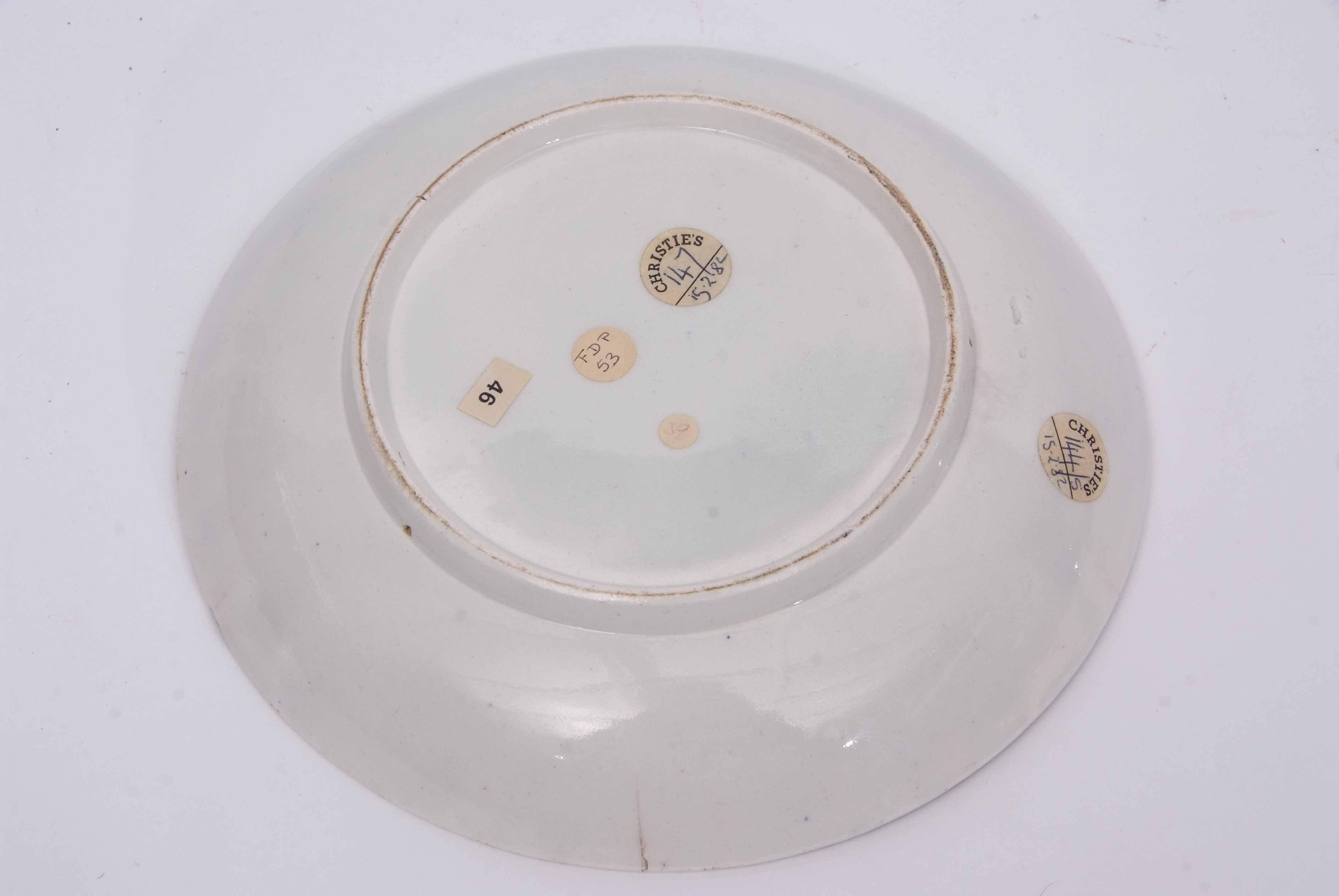 Lowestoft porcelain saucer dish, circa 1775, decorated with the Robert Browne pattern, 20cm diam, - Image 2 of 2