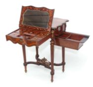 19th century French Kingwood and marquetry ladies writing/work table profusely inlaid throughout