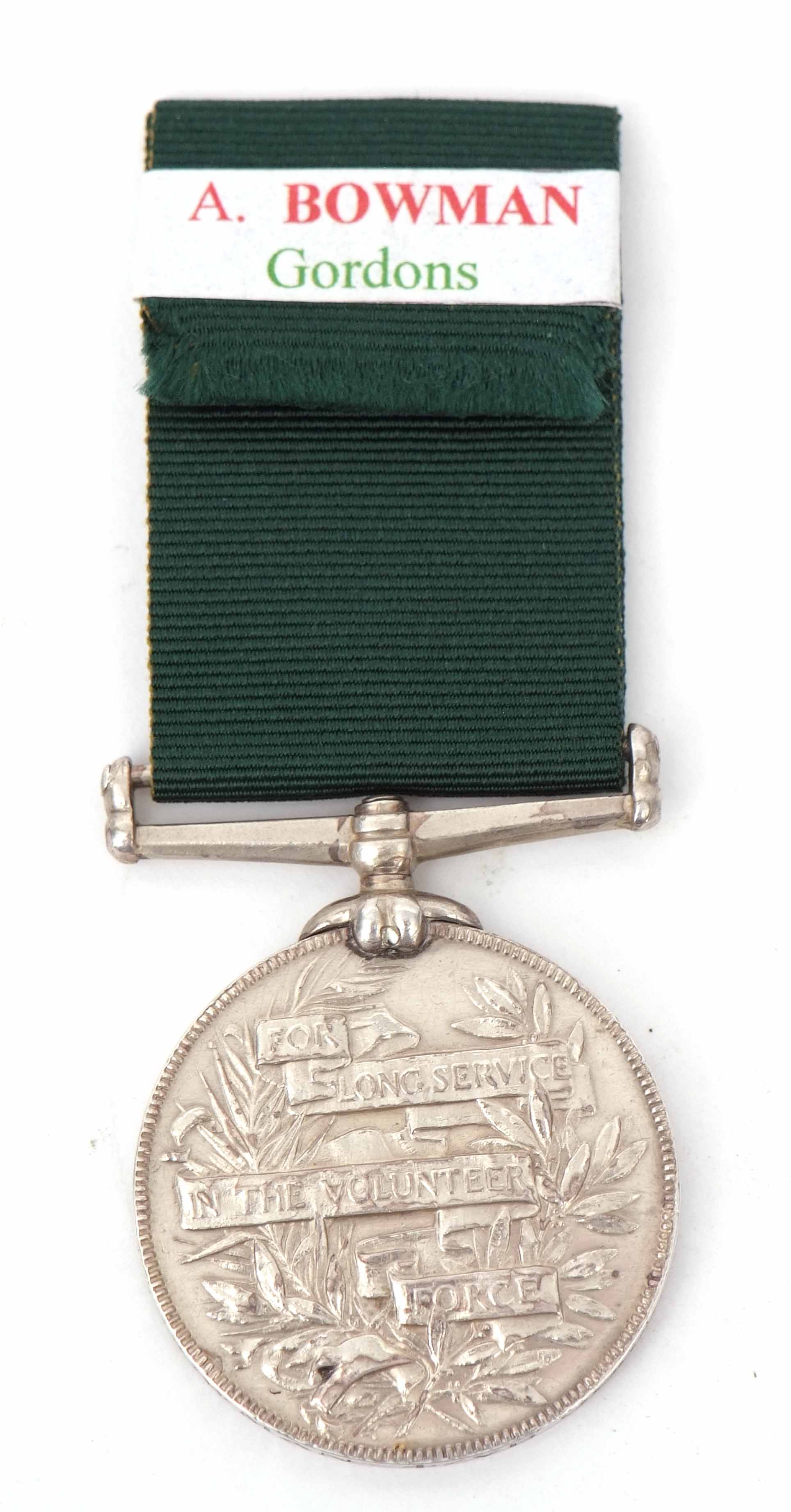 Volunteer Long Service medal, Victoria Regina, engraved to Lieu A Bowman, 4/VB Gord Highs - Image 2 of 7