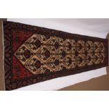 Modern Hamadan runner, central latticed panel of flower sprigs, double gull border, mainly green,