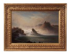 Jorgen Henrik Moller (1822-1884) Coastal scene with castle, oil on canvas, signed and dated 1869