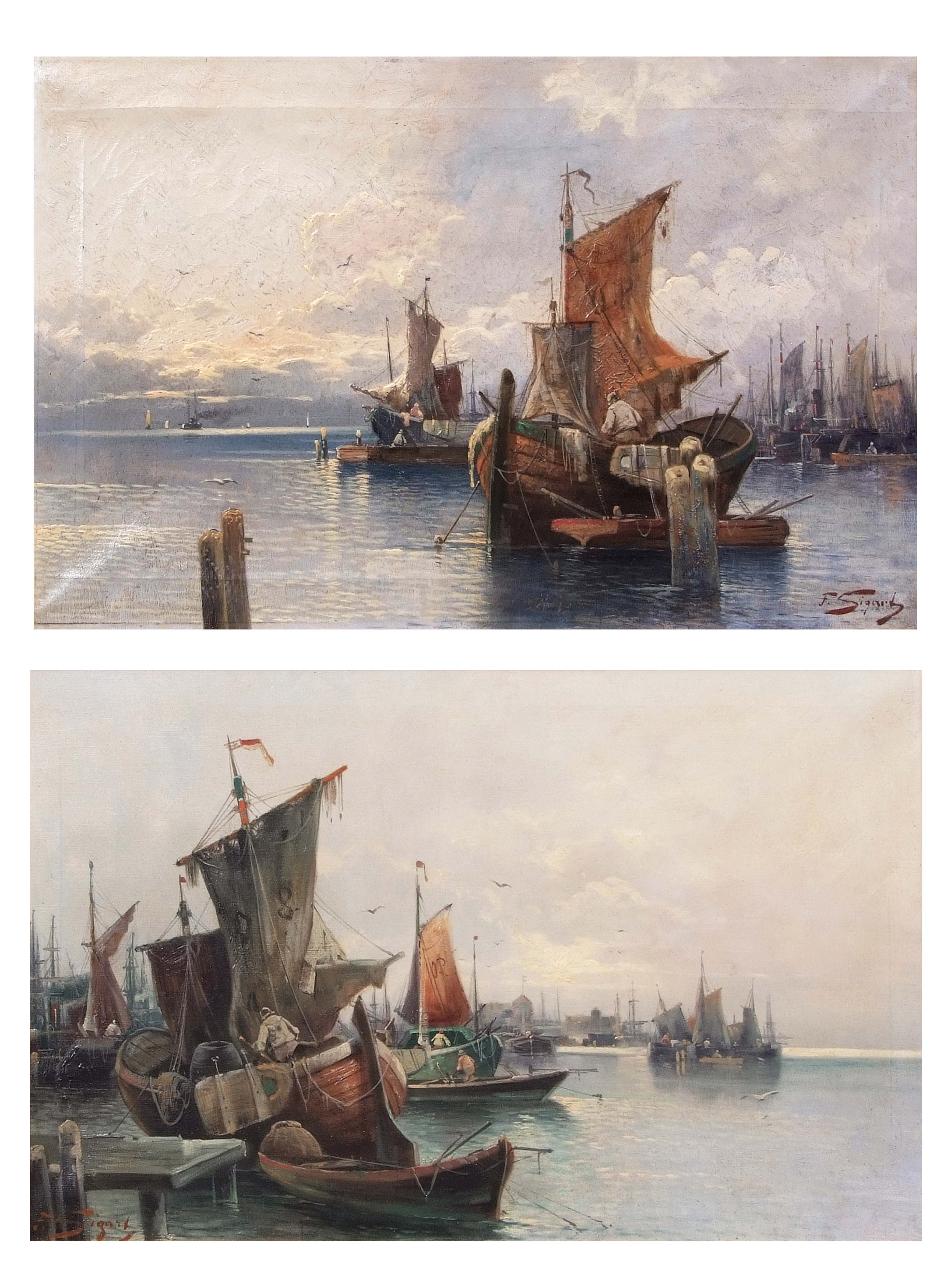F Sigard (19th century) Italian coastal scenes, pair of oils on canvas, both signed, 46 x 74cm (2)