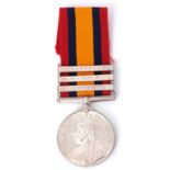 Queen's South Africa medal with three clasps, Cape Colony, Orange Free State, Transvaal, impressed