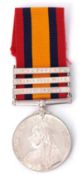 Queen's South Africa medal with three clasps, Cape Colony, Orange Free State, Transvaal, impressed