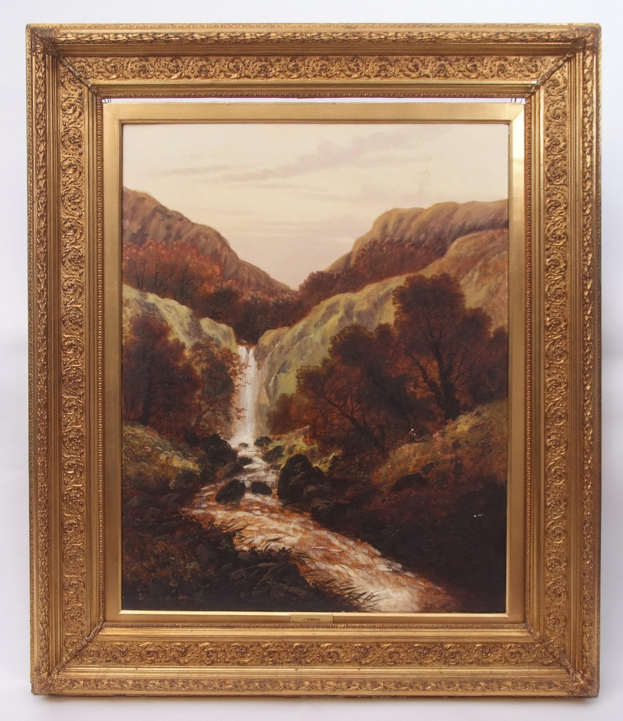 J Howard (19th century), Landscapes with waterfalls, pair of oils on canvas, both signed, 90 x - Image 2 of 3