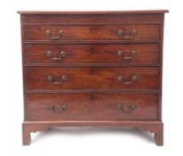 Late 18th century mahogany small chest of moulded edge over four full width graduated drawers on