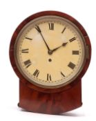 Mid-19th century mahogany cased drop dial timepiece, the plain mahogany surround to a veneered