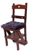 Arts & Crafts period oak metamorphic chair/library steps