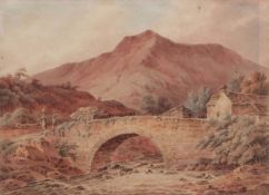 Paul Sandby Munn (1773-1848), "Pont Cerist near Dinas Mawddy, Merioneth", watercolour, signed and