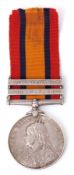 Queen's South Africa medal with two clasps, Transvaal, South Africa 1902, impressed to 7212 Pte W