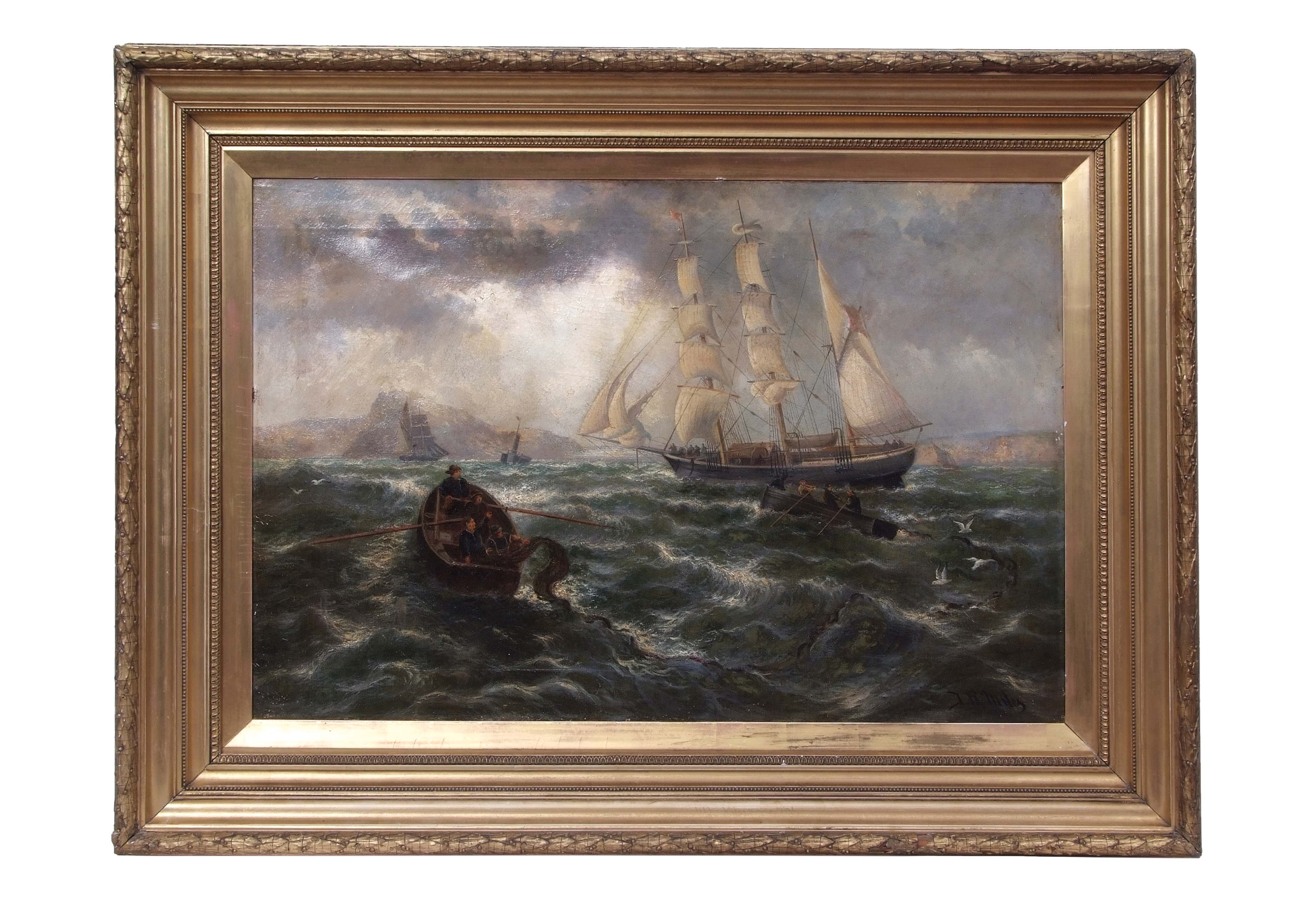 Thomas Rose Miles (act 1869-1906) "Homeward bound to Plymouth Sound", oil on canvas, signed lower