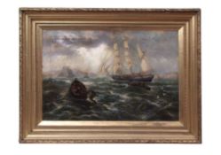 Thomas Rose Miles (act 1869-1906) "Homeward bound to Plymouth Sound", oil on canvas, signed lower