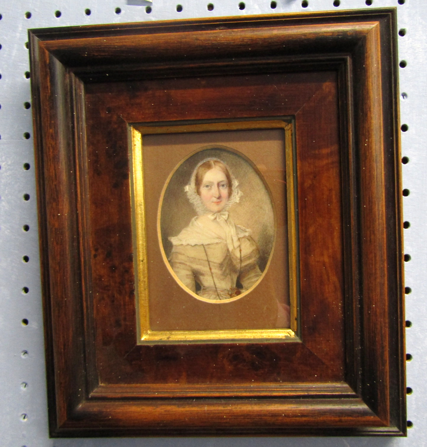 English School (early 19th century), Half-length portrait of a seated lady wearing lace bonnet, - Image 2 of 7