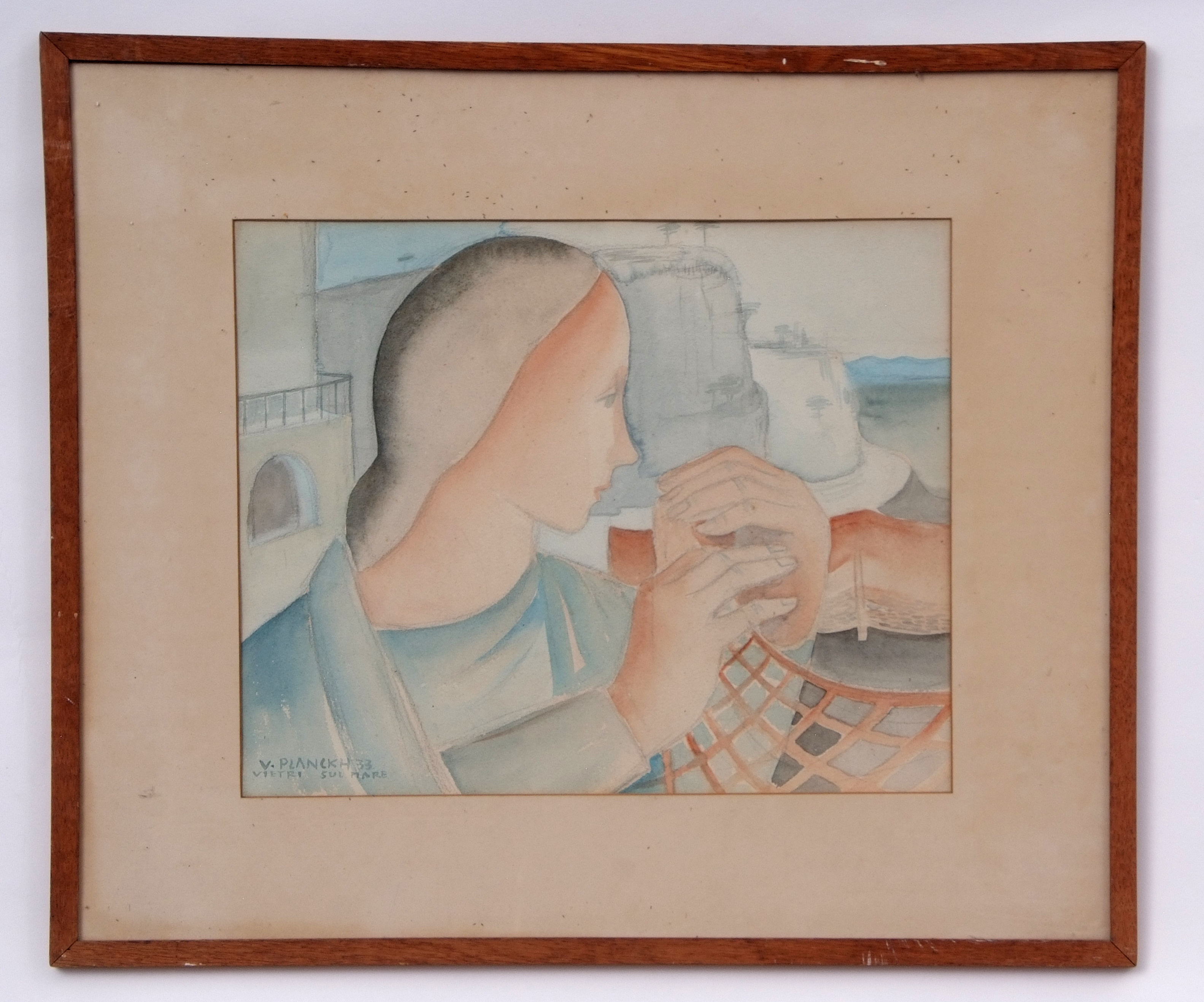 Viktor Planckh (1904-1941), Female figure, watercolour, signed, dated 33 and inscribed "Vietri sur - Image 2 of 2