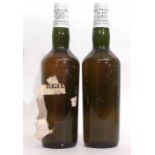 Black & White whisky (James Buchanan & Son), 2 bottles, (part of one label remaining only)