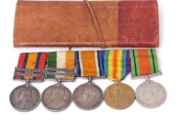 Boer War/WWI/WWII group of five comprising Queen's South Africa medal with two clasps for Laing's