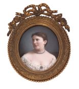 Walery (19th/20th century), Portrait of a lady, enamel portrait, signed and inscribed "London"