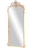 Ornate Victorian full height gilt and gesso dressing mirror, crested with a knot pediment and rope