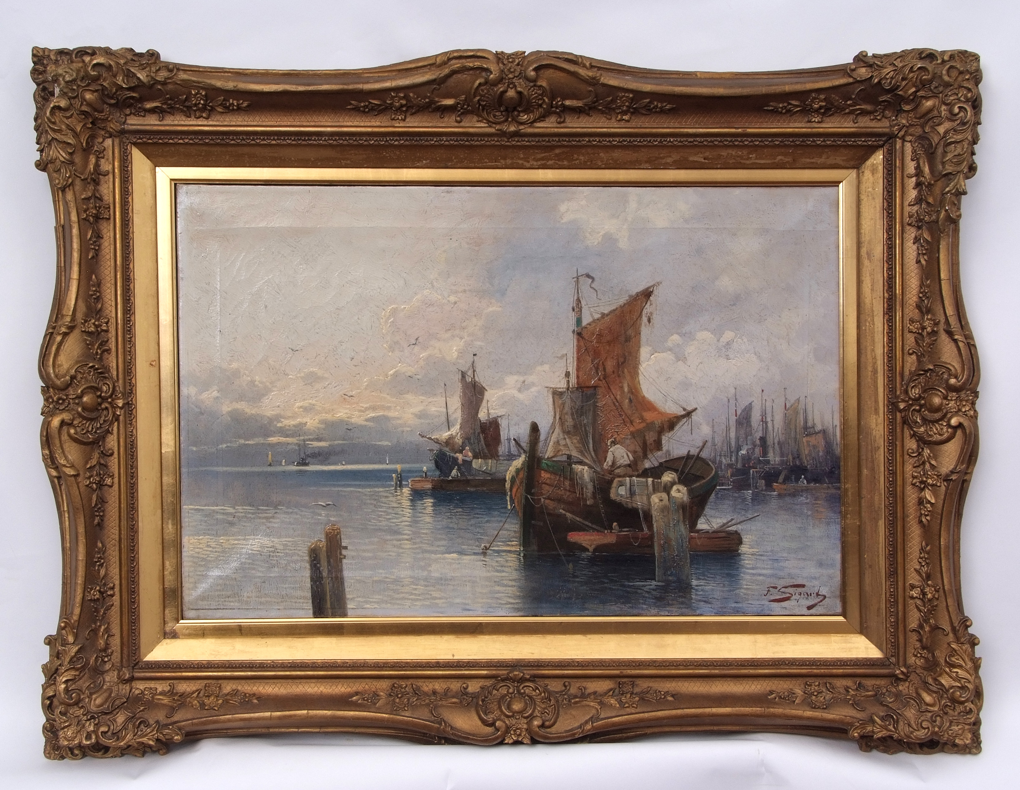 F Sigard (19th century) Italian coastal scenes, pair of oils on canvas, both signed, 46 x 74cm (2) - Image 2 of 3