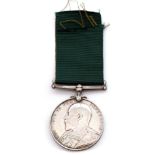 Volunteer Long Service medal, Edward VII, engraved to 5738 Sapper E A T Shaw, 1st Middx REV (file