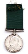 Volunteer Long Service medal, Edward VII, engraved to 5738 Sapper E A T Shaw, 1st Middx REV (file