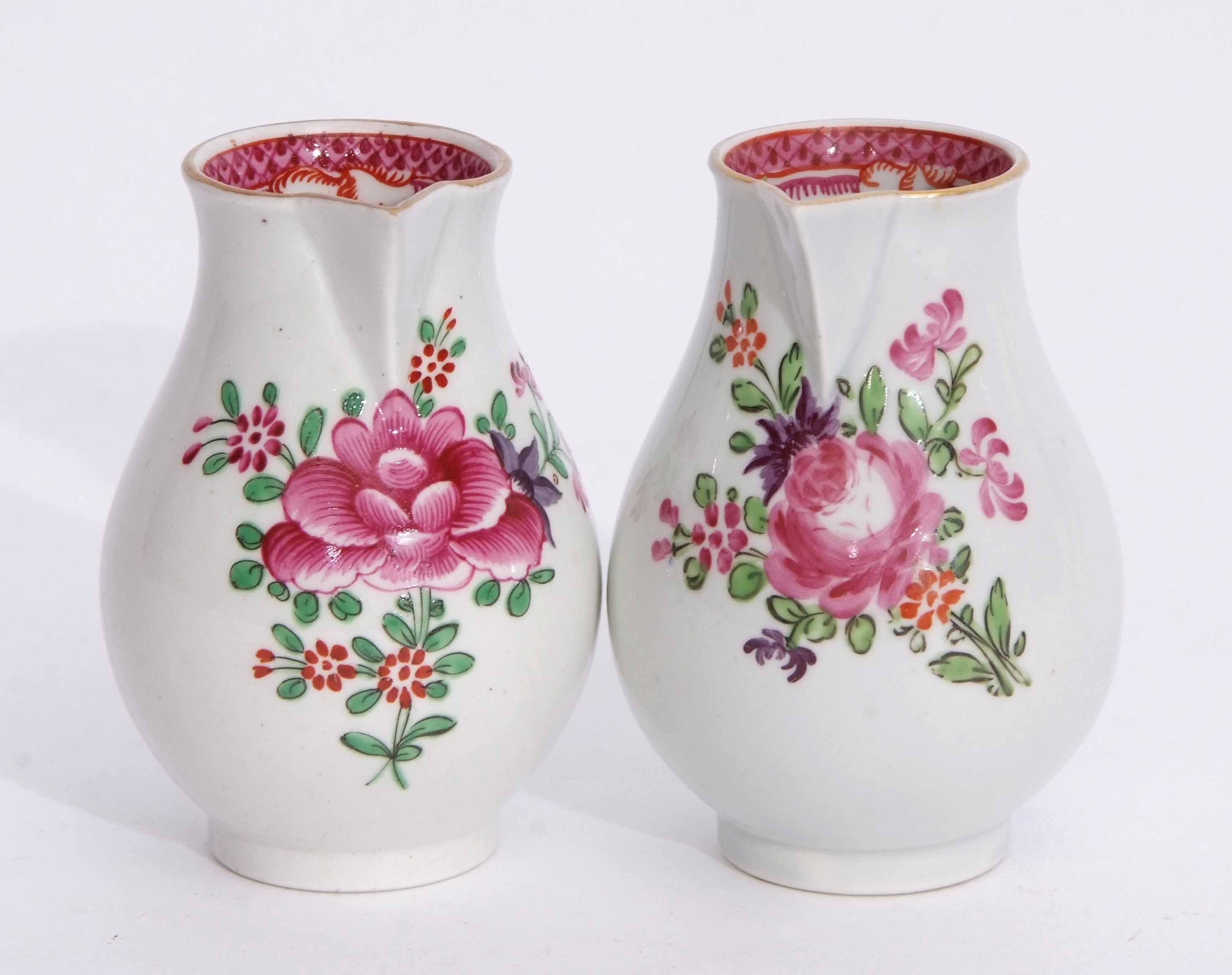 Two Worcester sparrowbeaks, both decorated in a Compagnie des Indie pattern circa 1780, 9cm high ( - Image 3 of 3