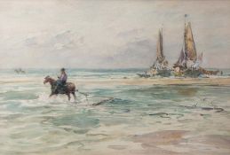 Frederick Stuart Richardson, RI, RWS, RWA, ROI (1855-1934), Beach scene, shrimping, watercolour,
