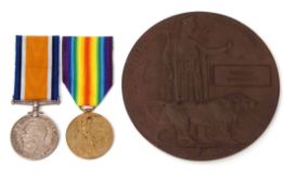 WWI KIA pair and death plaque comprising British War Medal and Victory Medal, impressed 12310 Pte