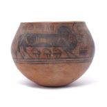 Indus Valley terracotta pottery bowl possibly circa 2000BC, Harappan Culture depicting Zebu bulls