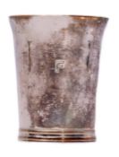 Elizabeth II beaker of tapering cylindrical form with flared rim and reeded foot with contemporary