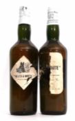 Black & White whisky (James Buchanan & Son) 2 bottles, (traces of labels only remaining on both