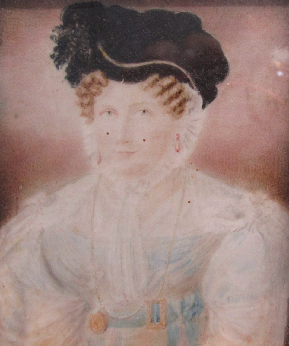 English School (early 19th century), Half-length portrait of a seated lady wearing lace bonnet, - Image 7 of 7