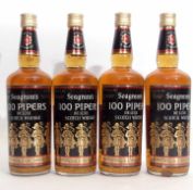 Seagrams 100 Pipers de luxe Scotch whisky, 26 2/3 fl oz, 70% proof, (4)