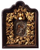 Russian School (19th century), "The Mother of God Smolenskaya", icon with metal overlay within