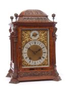 Early 20th century walnut cased bracket clock, Lenzkirch, one million, 118880, the case with