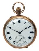 First quarter of the 20th century 9ct gold open face keyless lever watch, S & Co, the frosted and