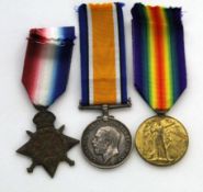 WWI KIA trio comprising 1914 Star, British War Medal and Victory Medal, impressed to 3-6972 Pte G