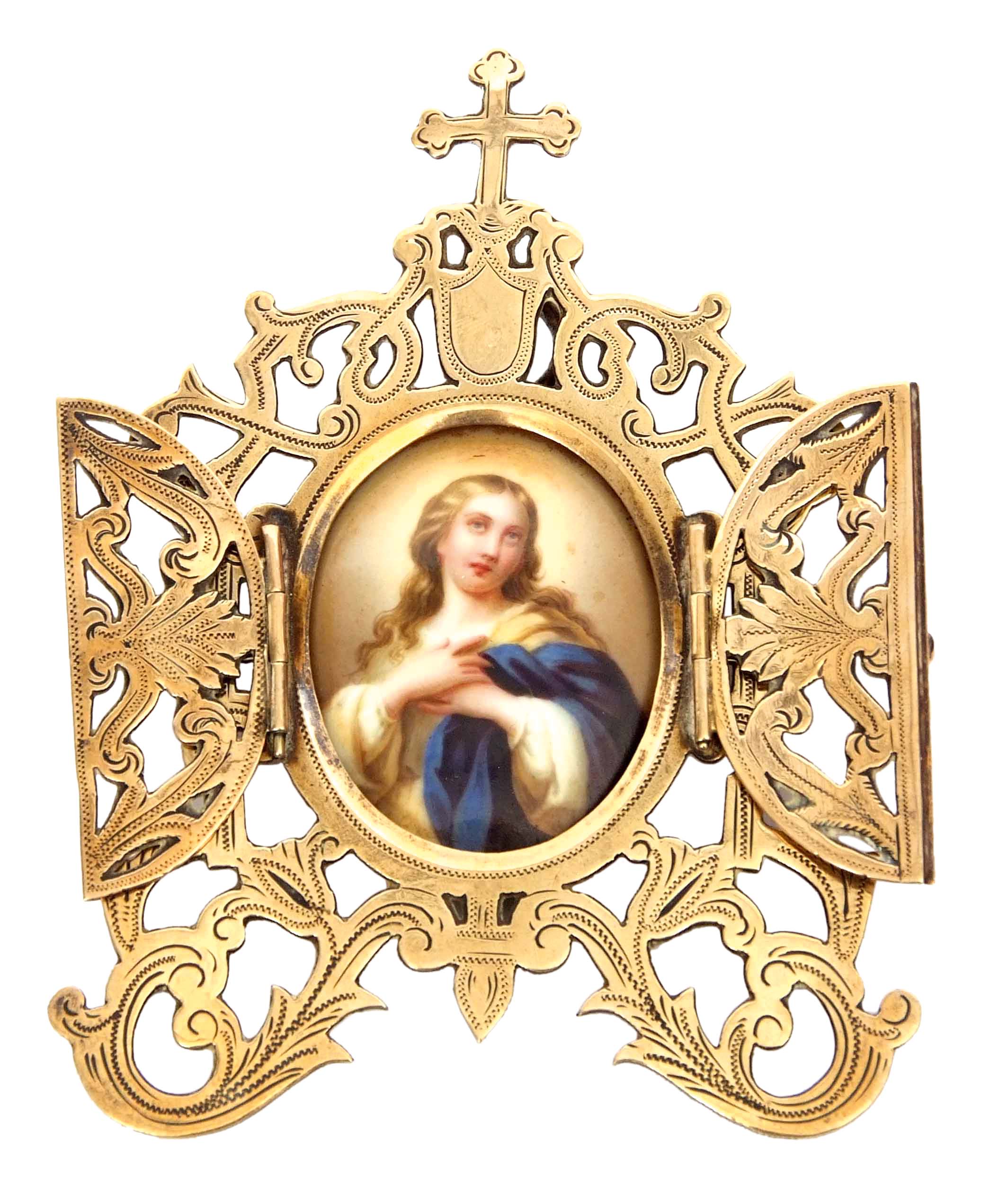 Continental School (19th/20th century) Miniature religious altar piece, painting on porcelain plaque