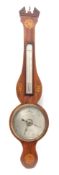An early 19th century mahogany and boxwood line inlaid wheel barometer, P L D Martinelli & Co - No