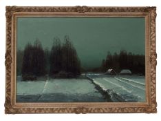 AR Wiktor Kozecki (1890-1980) Winter landscape at night oil on canvas, signed lower left 60 x 90cms