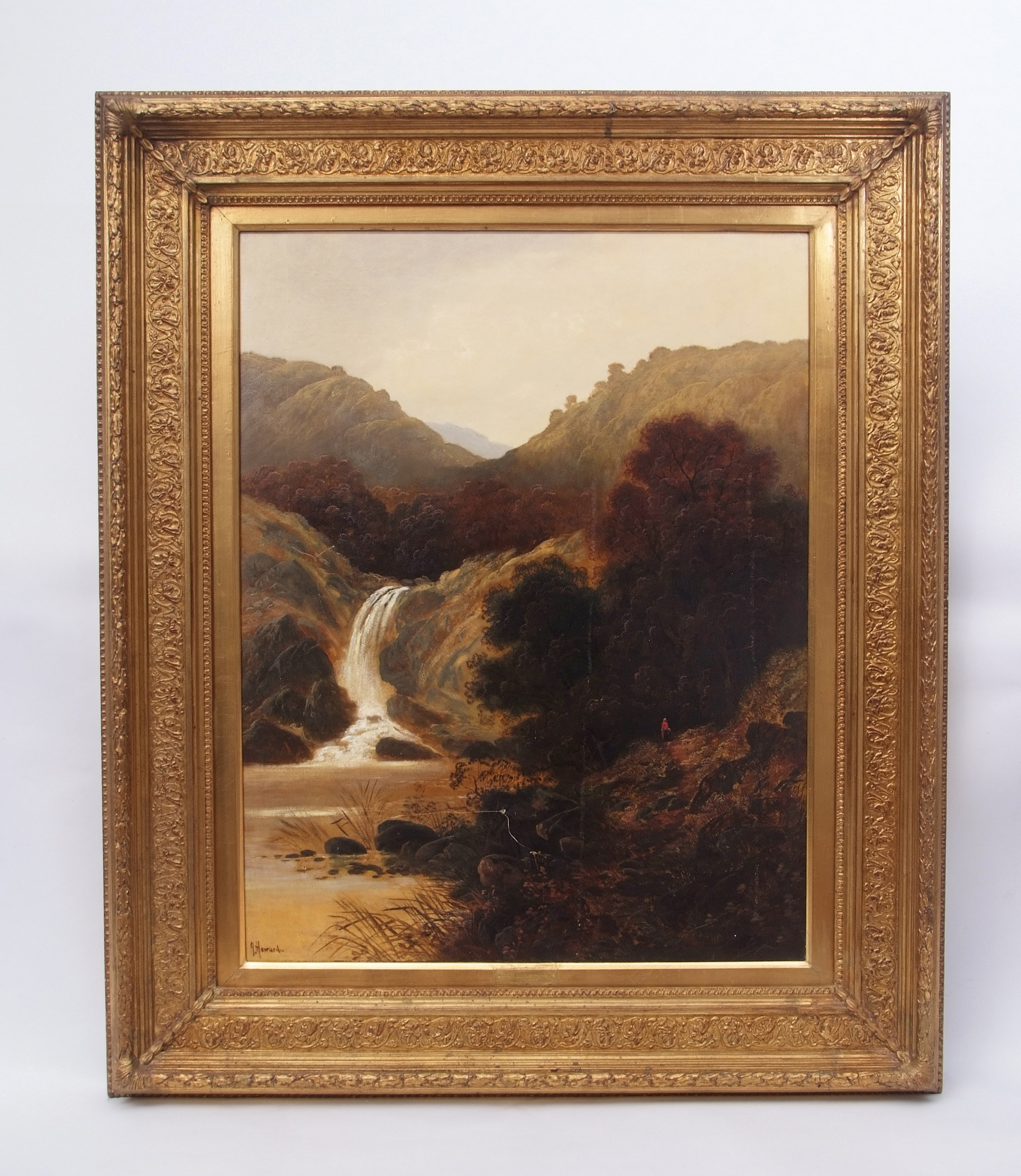 J Howard (19th century), Landscapes with waterfalls, pair of oils on canvas, both signed, 90 x - Image 3 of 3