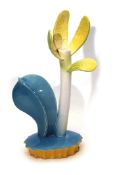 Vase by Richard Slee, decorated in pastel shades of blue and yellow by repute purchased by a student