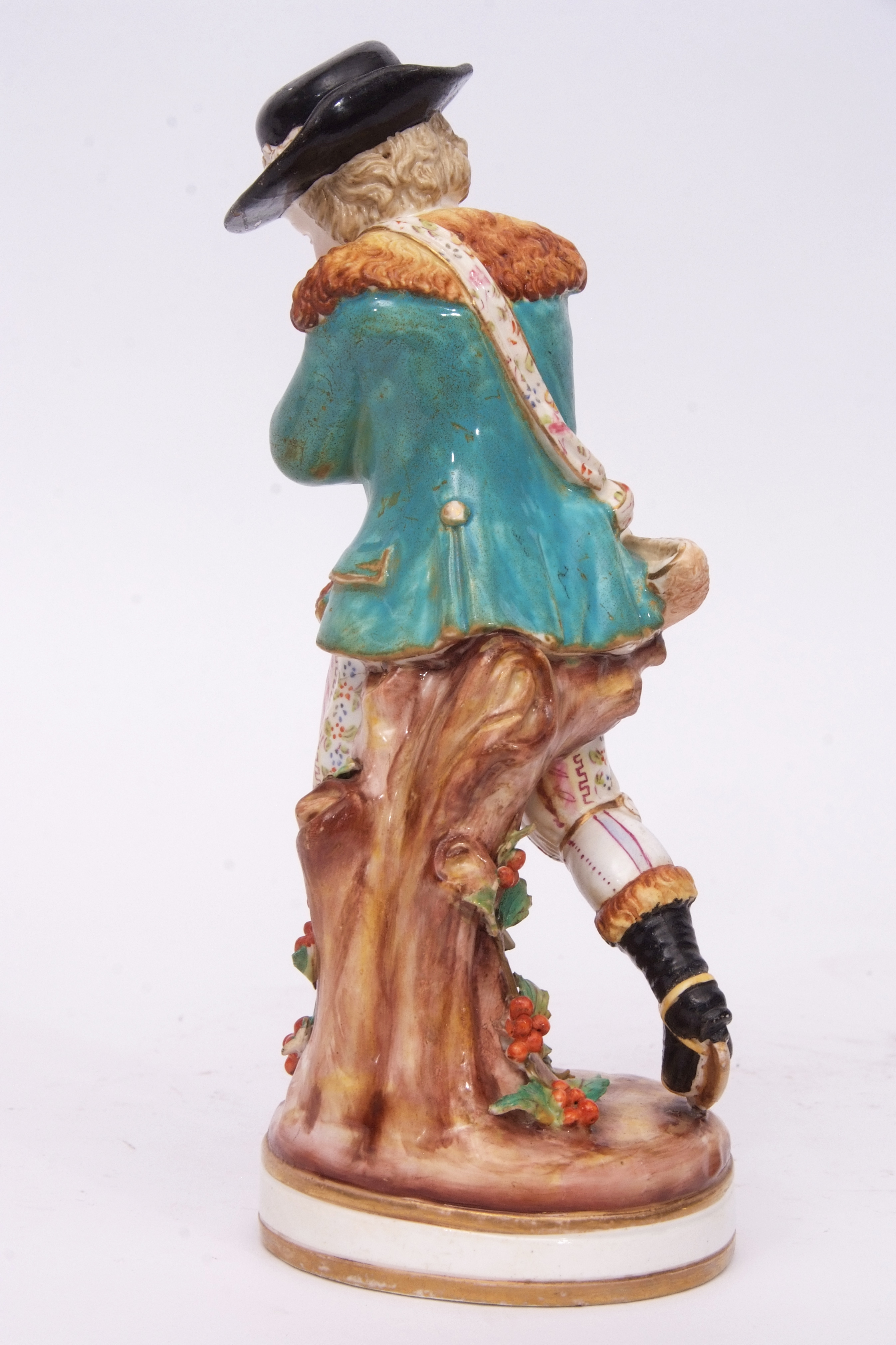 Mid-19th century Derby model of a skater on a circular base with factory mark in red to underside, - Image 3 of 4