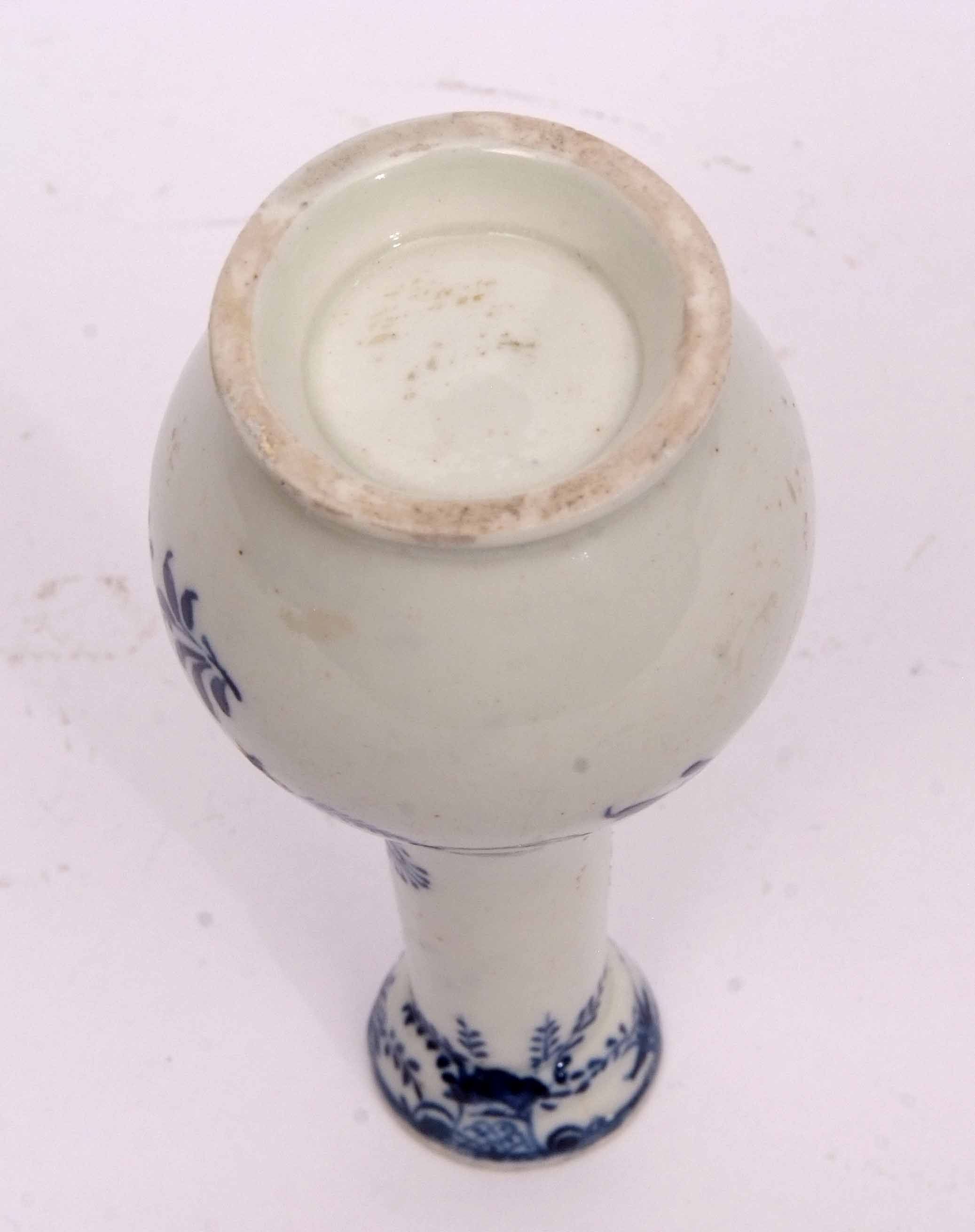 Lowestoft porcelain bottle vase or oil bottle, decorated with floral sprays in underglaze blue, - Image 3 of 3