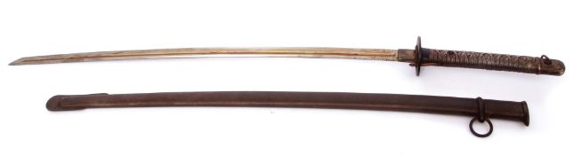 Japanese military sword, probably NCOs WWII sword, the blade numbered 71816, 96cm long