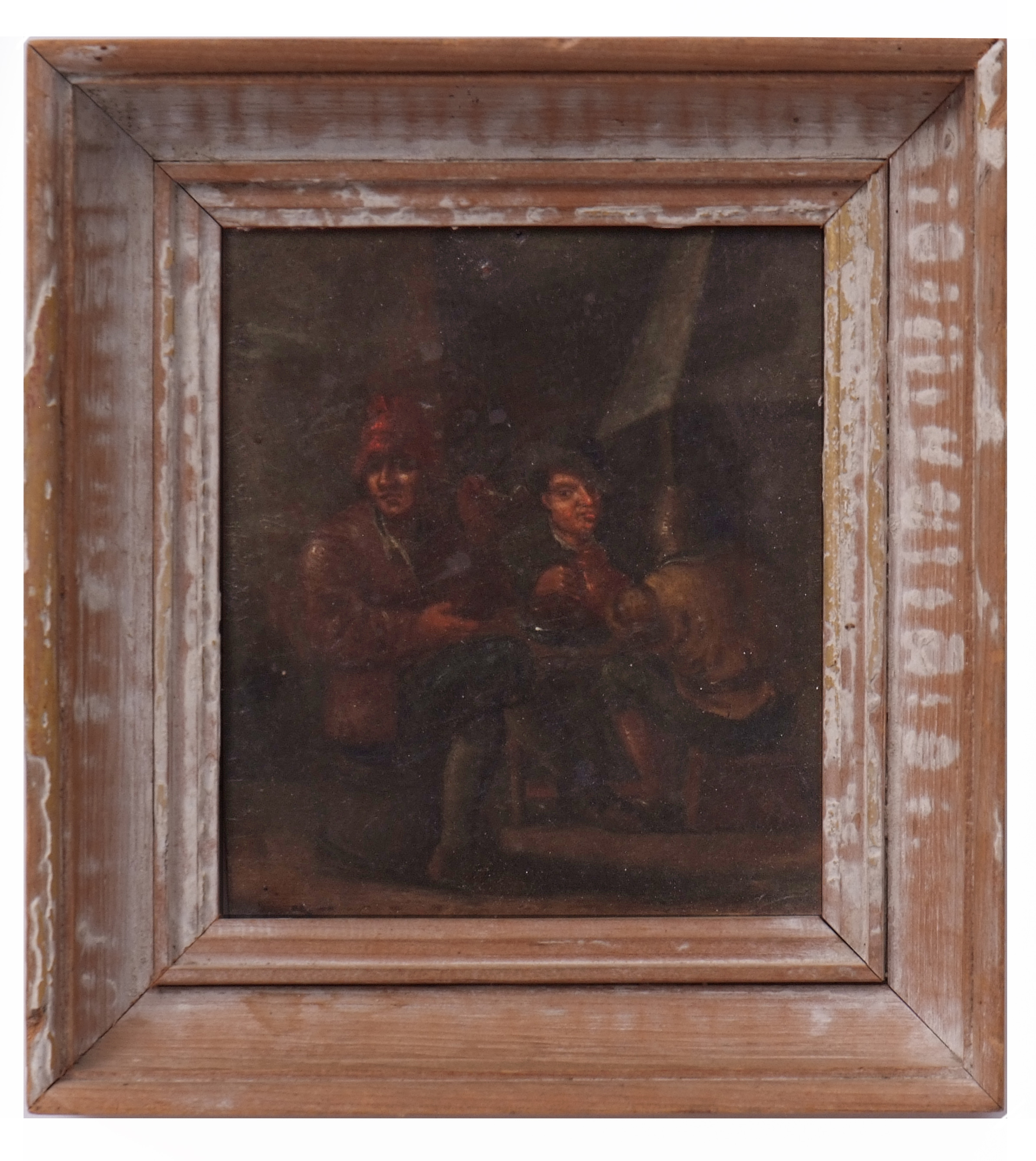 Follower of David Tenniers (18th century) Merrymaking scenes pair of oils on panel 16 x 14cms (2) - Image 3 of 3