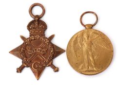 WWI pair comprising 1914-15 Star and Victory Medal impressed to 3891 Pte A Stewart, Gord Highrs, the
