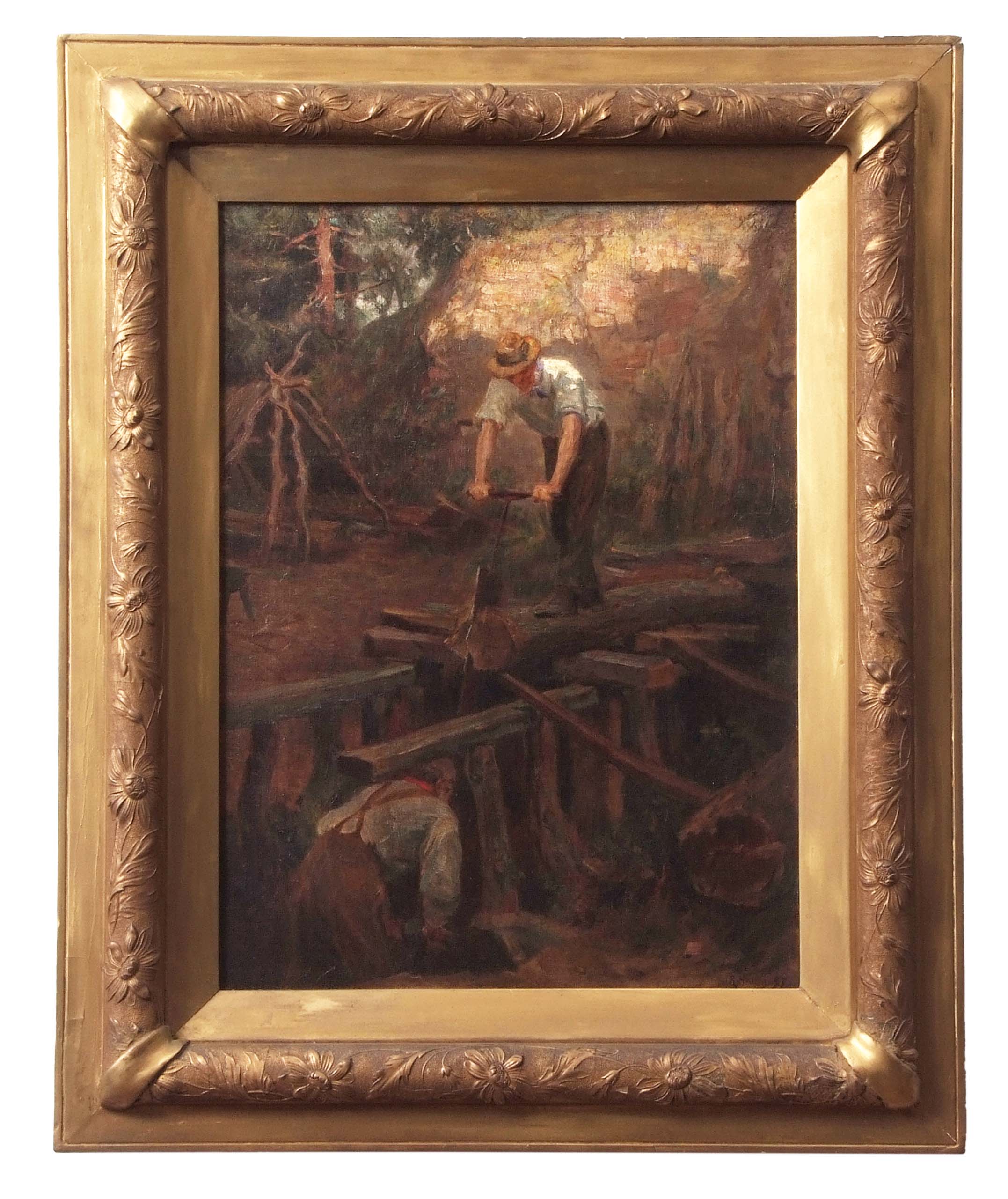 Ralph Hedley (1848-1913) The Saw Pit", oil on canvas, signed and dated 97 lower right, 47 x 35cm