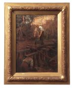 Ralph Hedley (1848-1913) The Saw Pit", oil on canvas, signed and dated 97 lower right, 47 x 35cm